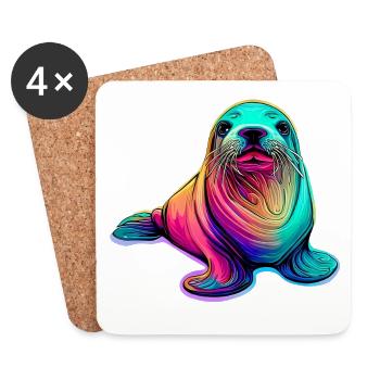 Seal - Coasters (set of 4) - white - Front