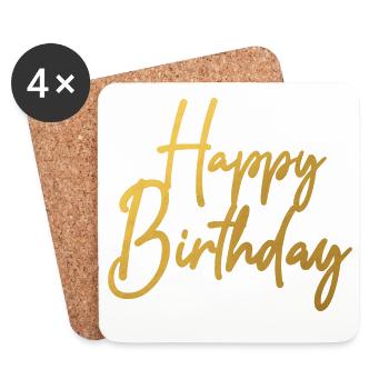 Happy Birthday - Untersetzer (4er-Set) - Weiß - Vorne