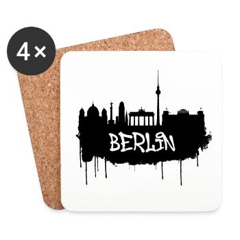 Berlin Graffiti Skyline - Coasters (set of 4) - white - Front