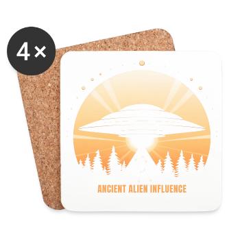 Ancient Alien Influence – UFO Orion Pyramide - Untersetzer (4er-Set) - Weiß - Vorne