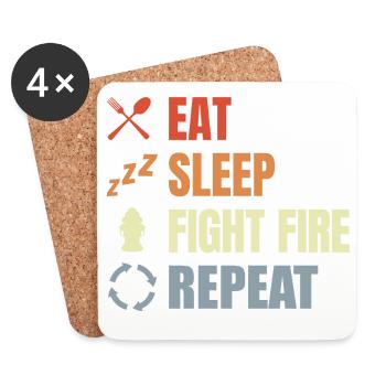 Eat Sleep Fight Fire Repeat - Coasters (set of 4) - white - Front