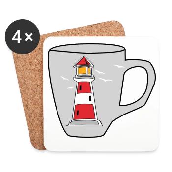 Mug Phare Maritime Ahoy Signal Tour Nautique - Dessous de verre (lot de 4) - blanc - Devant
