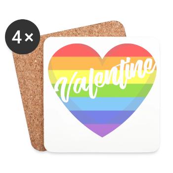 Valentine's Day lgbt heart gay pride t-shirt - Coasters (set of 4) - white - Front
