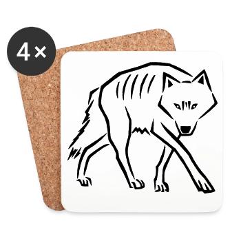 Wolfsschritte (Schwarz) - Untersetzer (4er-Set) - Weiß - Vorne
