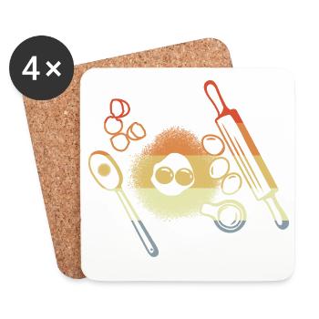 Baking Ingredients Vintage Look - Coasters (set of 4) - white - Front