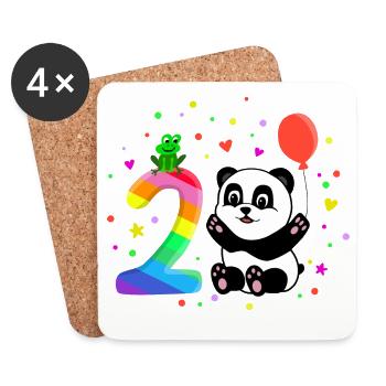 Second Birthday 2nd Year Panda Cute Gift - Coasters (set of 4) - white - Front