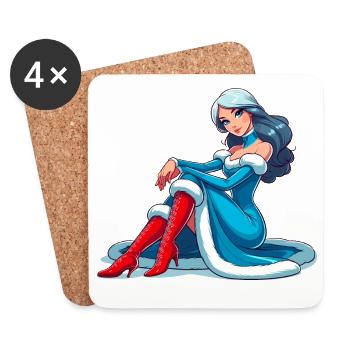 Ded Moroz Snegourotchka, Père Noël russe - Dessous de verre (lot de 4) - blanc - Devant