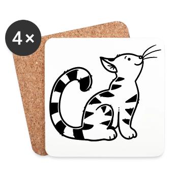 Cartoon Kitten - Untersetzer (4er-Set) - Weiß - Vorne