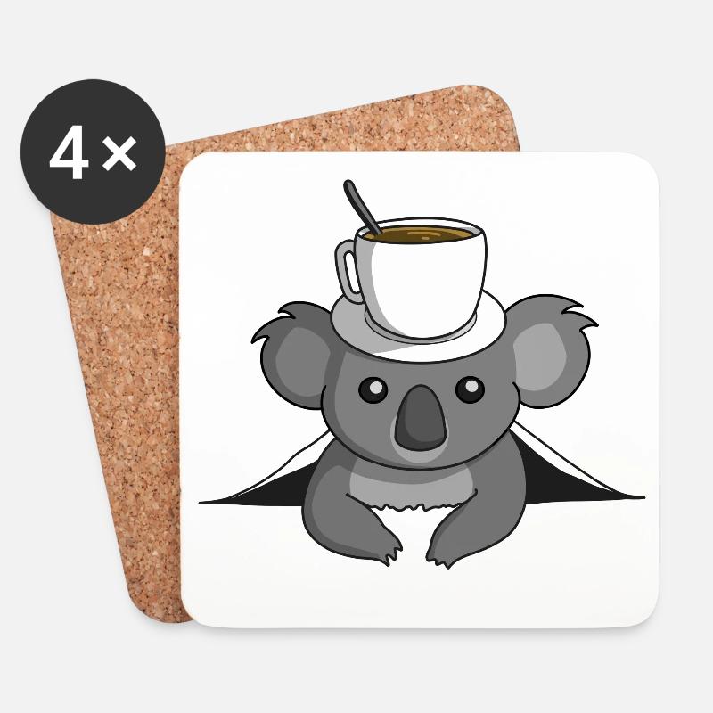 Kaffee Koala - Untersetzer (4er-Set) - Weiß