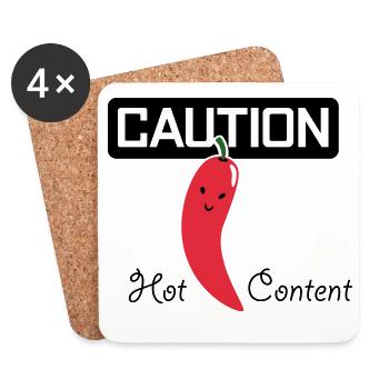 CAUTION HOT CONTENT > Vectorgraphic - Coasters (set of 4) - white - Front