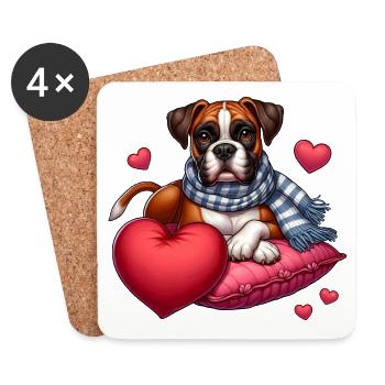 Chien Boxerd - Dessous de verre (lot de 4) - blanc - Devant