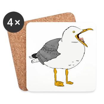 Mouette, Oiseau, Mer Baltique, Mer, Mer du Nord, Plage, Côte, Île - Dessous de verre (lot de 4) - blanc - Devant
