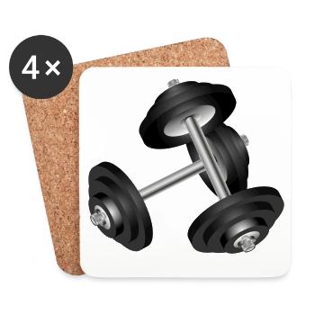 Hantel Motiv für Fitness- und Gym-Begeisterte - Untersetzer (4er-Set) - Weiß - Vorne