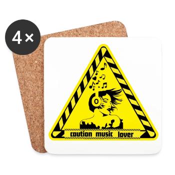 Warning sign for music lovers - Coasters (set of 4) - white - Front
