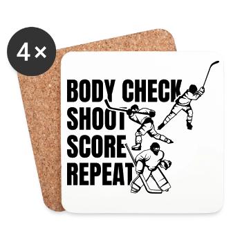 Bodycheck Schieß Punkte Wiederhole - Untersetzer (4er-Set) - Weiß - Vorne