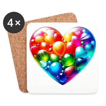 Buntes Herz - Untersetzer (4er-Set) - Weiß - Vorne