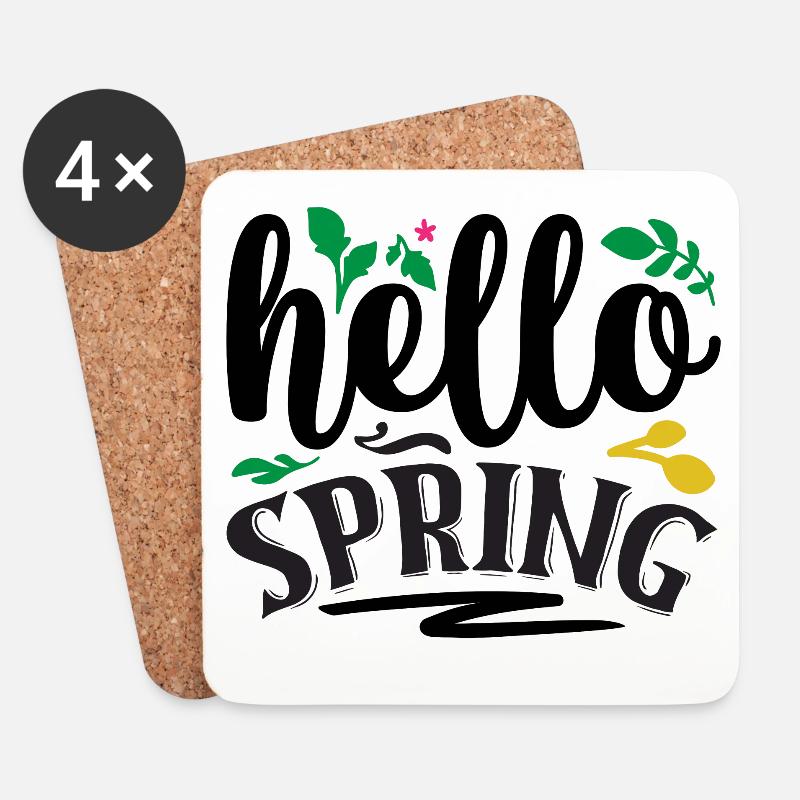 Hallo Frühling - Untersetzer (4er-Set) - Weiß