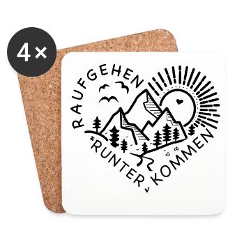 raufgehen runterkommen berge wandern bergsport - Untersetzer (4er-Set) - Weiß - Vorne