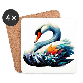 Cygne - Dessous de verre (lot de 4) - blanc - Devant