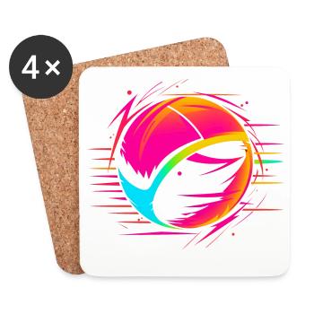 Volleyball Ball Retrowave Look - Coasters (set of 4) - white - Front