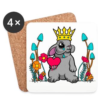 Vintage Retro Rabbit Heart Love Nature Flowers - Coasters (set of 4) - white - Front