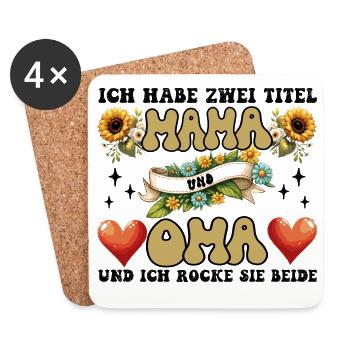 Mama und Oma Blumenherz - Untersetzer (4er-Set) - Weiß - Vorne