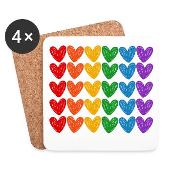 LGBTQIA rainbow hearts - Coasters (set of 4) - white - Front