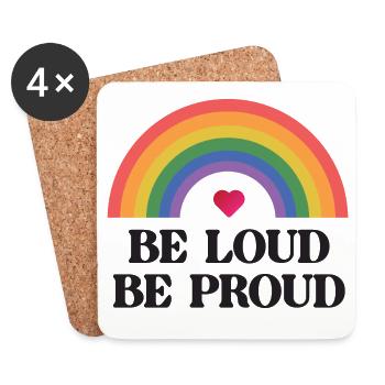 Mois de la fierté LGBT - Soyez fort, soyez fier - Dessous de verre (lot de 4) - blanc - Devant