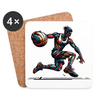 Basketballer in voller Aktion für Basketball Fans - Untersetzer (4er-Set) - Weiß - Vorne
