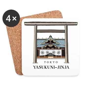 Tokyo, Torii et Haiden Dessin, Yasukuni-jinja - Dessous de verre (lot de 4) - blanc - Devant