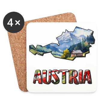 Aquarell Landkarte Österreich - Untersetzer (4er-Set) - Weiß - Vorne