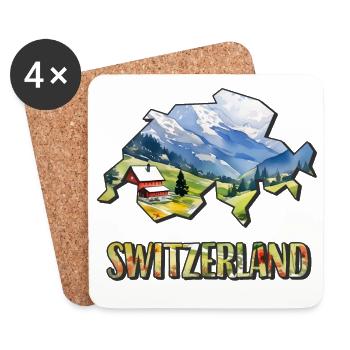 Aquarell Landkarte Schweiz - Untersetzer (4er-Set) - Weiß - Vorne