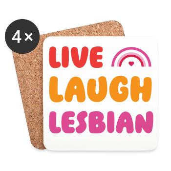 LGBTQ Pride Month - Live, Laugh, Lesbian - Coasters (set of 4) - white - Front