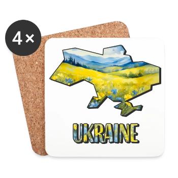 Aquarell Landkarte Ukraine - Untersetzer (4er-Set) - Weiß - Vorne