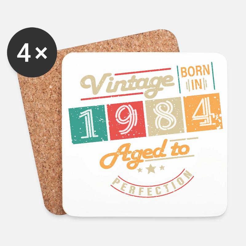 Original 1984 Vintage - 1984 Geburtstagsgeschenk - Untersetzer (4er-Set) - Weiß