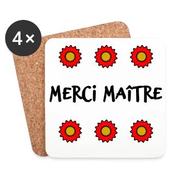 MAÎTRE. MAITRE. MERCI. MERCI MAÎTRE. MAITRE - Dessous de verre (lot de 4) - blanc - Devant