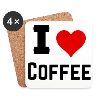 I love coffee - Coasters (set of 4) - white - Front