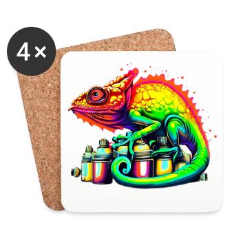 Caméléon - Dessous de verre (lot de 4) - blanc - Devant