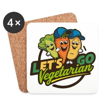 Healthy, vegan, vegetarian, animal welfare - Coasters (set of 4) - white - Front