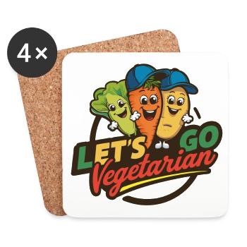 Healthy, vegan, vegetarian, animal welfare - Coasters (set of 4) - white - Front