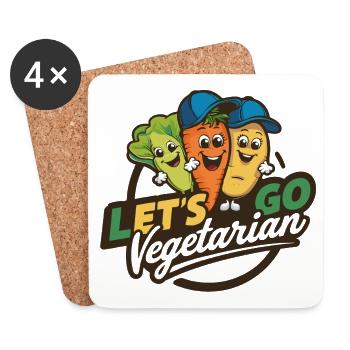 Healthy, vegan, vegetarian, animal welfare - Coasters (set of 4) - white - Front