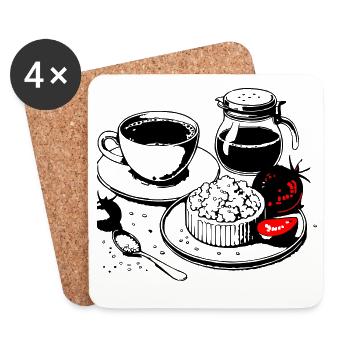 Breakfast cottage cheese - Coasters (set of 4) - white - Front