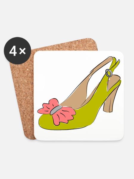 Schuh Damenschuh - Untersetzer (4er-Set) - Weiß