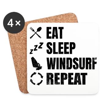 Essen Schlafen Windsurfen Wiederholen - Untersetzer (4er-Set) - Weiß - Vorne