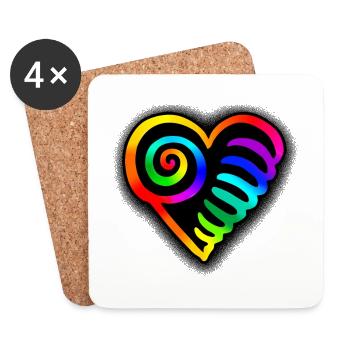 Herz Regenbogen - Untersetzer (4er-Set) - Weiß - Vorne