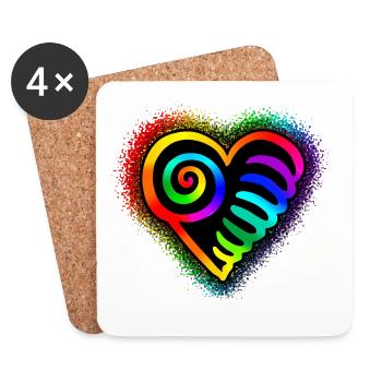 Heart rainbow colors colorful - Coasters (set of 4) - white - Front