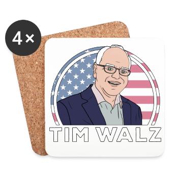 Politik Tim Walz - Untersetzer (4er-Set) - Weiß - Vorne