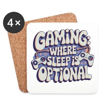 GAMING: WHERE SLEEP IS OPTIONAL - Coasters (set of 4) - white - Front