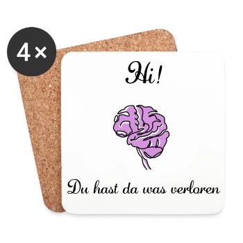 Hi! Du hast da was verloren | Gehirn Lineart Witz - Untersetzer (4er-Set) - Weiß - Vorne