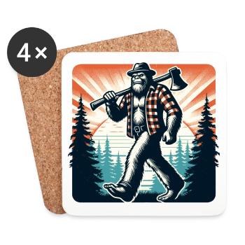 Bûcheron Forester Bigfoot - Dessous de verre (lot de 4) - blanc - Devant